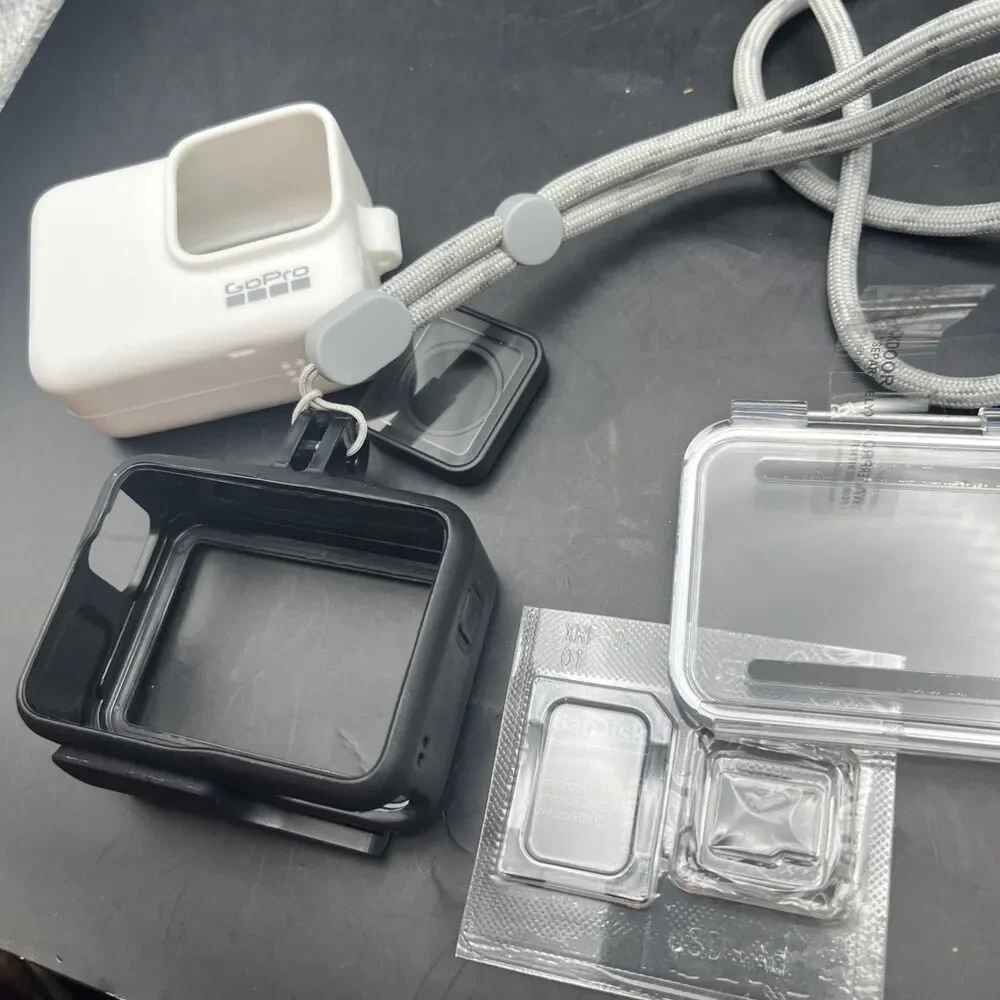 White GoPro Silicone Sleeve + Lanyard For Hero Series 7 Camera White + MORE